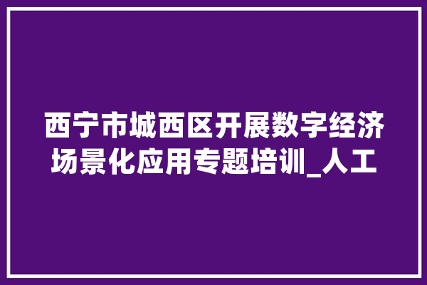 西宁市城西区开展数字经济场景化应用专题培训_人工智能_场景 AI快讯