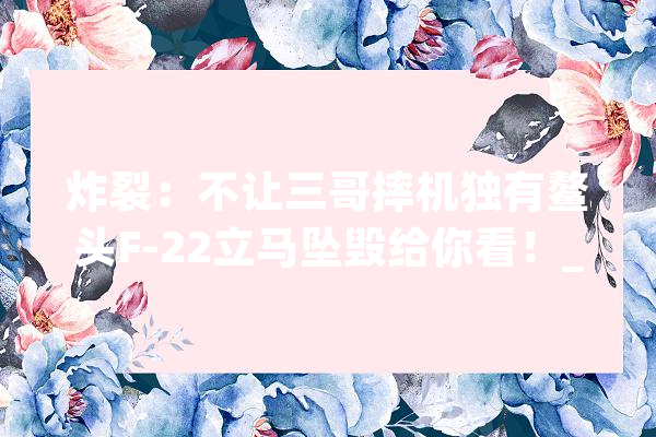 炸裂：不让三哥摔机独有鳌头F-22立马坠毁给你看！_战役机_事宜