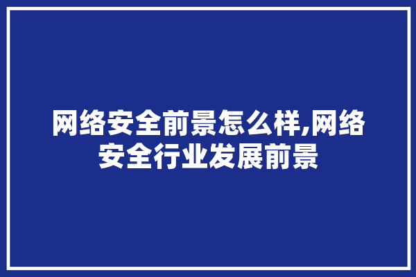 网络安全前景怎么样,网络安全行业发展前景