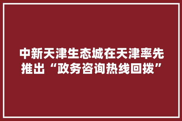 中新天津生态城在天津率先推出“政务咨询热线回拨”做事_平台_天津