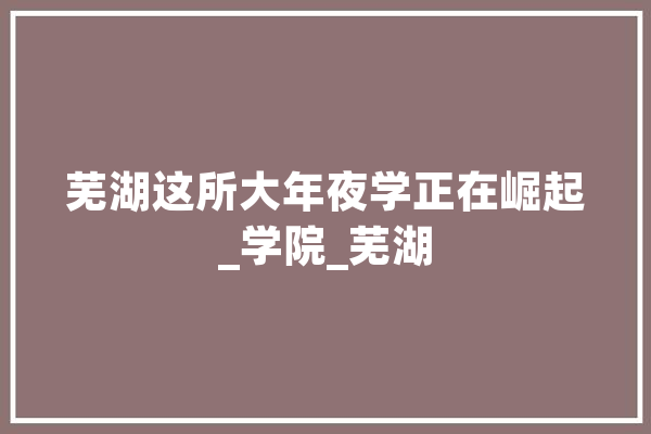 芜湖这所大年夜学正在崛起_学院_芜湖 计算机