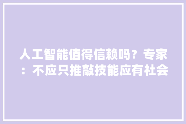 人工智能值得信赖吗？专家：不应只推敲技能应有社会视角_人工智能_可托