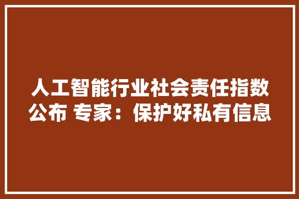 人工智能行业社会责任指数公布 专家：保护好私有信息是人工智能的义务_人工智能_社会 文字写作
