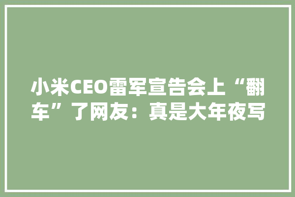 小米CEO雷军宣告会上“翻车”了网友：真是大年夜写的难堪！_人工智能_机械人