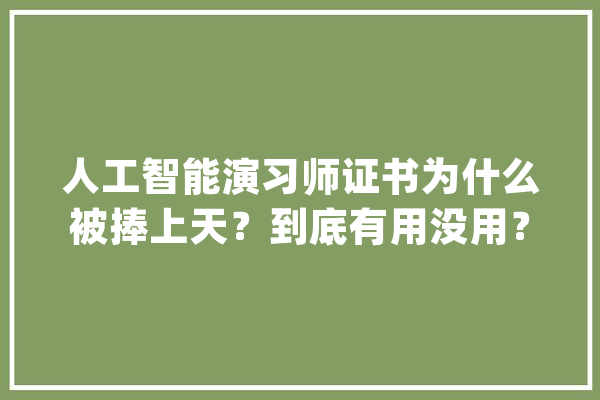 人工智能演习师证书为什么被捧上天？到底有用没用？_人工智能_证书 计算机