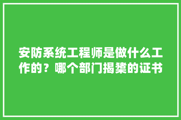 安防系统工程师是做什么工作的？哪个部门揭橥的证书？若何取得？_安防_体系 云服务
