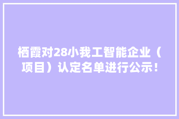 栖霞对28小我工智能企业（项目）认定名单进行公示！_南京_人工智能 云服务