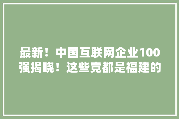 最新！中国互联网企业100强揭晓！这些竟都是福建的！_互联网_厦门 文字写作