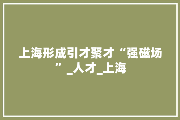上海形成引才聚才“强磁场”_人才_上海 AI简讯