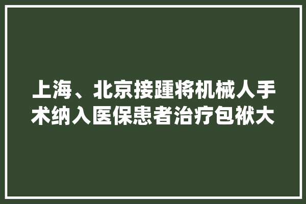 上海、北京接踵将机械人手术纳入医保患者治疗包袱大年夜幅下降手术可及性望提高_机械人_手术