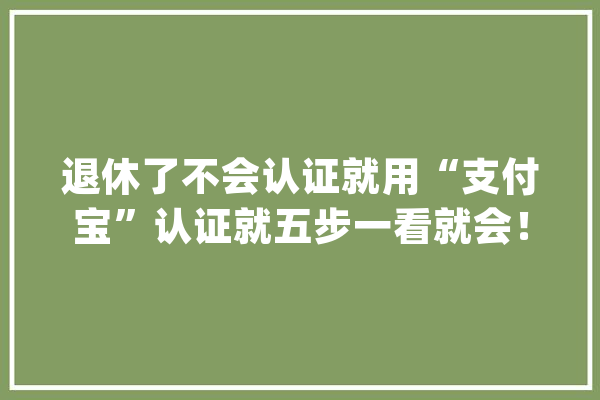 退休了不会认证就用“支付宝”认证就五步一看就会！_本身的_作者