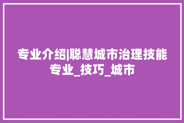 专业介绍|聪慧城市治理技能专业_技巧_城市 绘影字幕