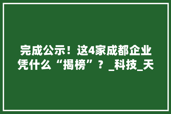 完成公示！这4家成都企业凭什么“揭榜”？_科技_天府