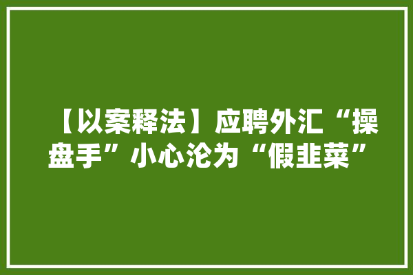 【以案释法】应聘外汇“操盘手”小心沦为“假韭菜”_被害人_被告人