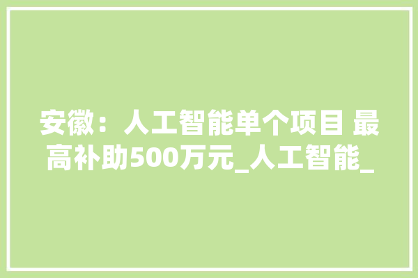 安徽：人工智能单个项目 最高补助500万元_人工智能_家当 智能写作