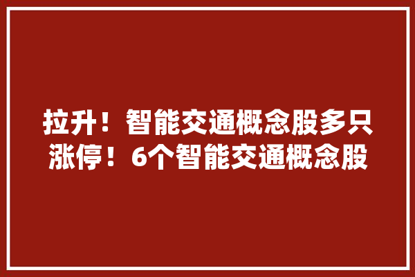 拉升！智能交通概念股多只涨停！6个智能交通概念股理解_聪明_公司 AI快讯