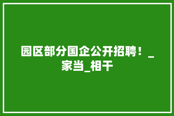 园区部分国企公开招聘！_家当_相干 智能写作