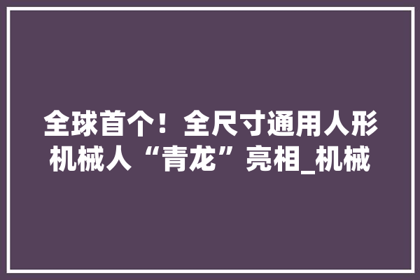 全球首个！全尺寸通用人形机械人“青龙”亮相_机械人_人形 智能写作
