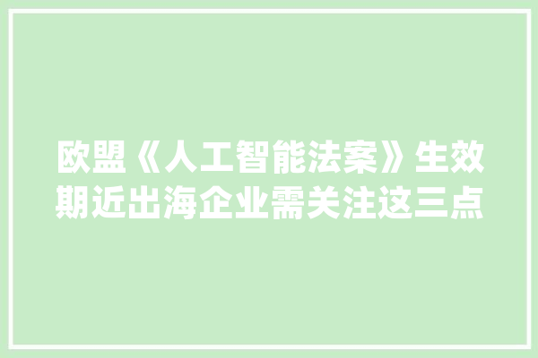 欧盟《人工智能法案》生效期近出海企业需关注这三点_法案_欧盟