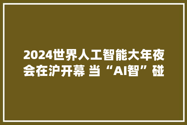 2024世界人工智能大年夜会在沪开幕 当“AI智”碰见“全球治”_人工智能_全球