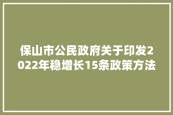 保山市公民政府关于印发2022年稳增长15条政策方法的通知_万元_财务局