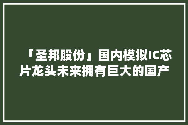 「圣邦股份」国内模拟IC芯片龙头未来拥有巨大的国产替代空间_公司_芯片 智能助手