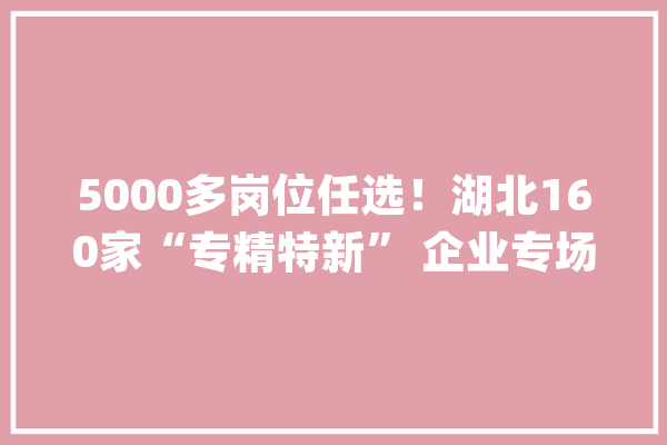 5000多岗位任选！湖北160家“专精特新” 企业专场招聘_湖北_工程师 智能写作