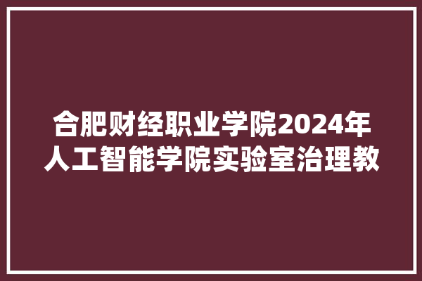 合肥财经职业学院2024年人工智能学院实验室治理教师招聘通知书记_合肥_工作