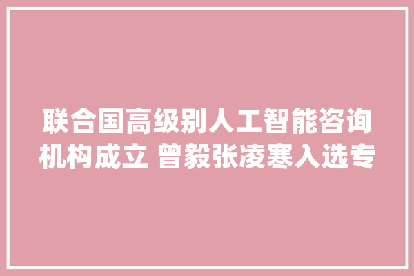 联合国高级别人工智能咨询机构成立 曾毅张凌寒入选专家组成员_人工智能_咨询机构