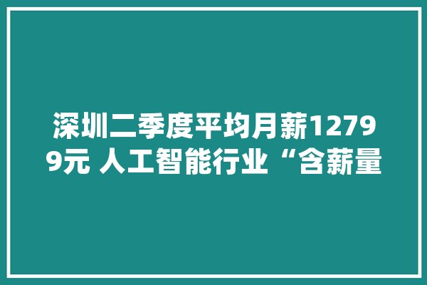 深圳二季度平均月薪12799元 人工智能行业“含薪量”最高_薪酬_平均 AI快讯