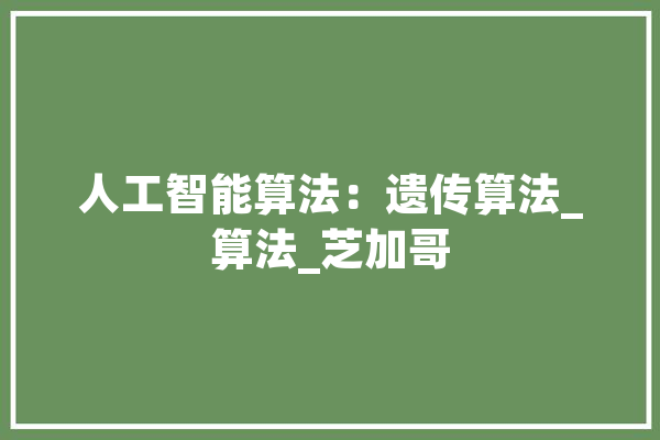 人工智能算法：遗传算法_算法_芝加哥