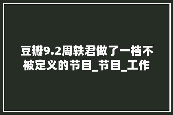 豆瓣9.2周轶君做了一档不被定义的节目_节目_工作