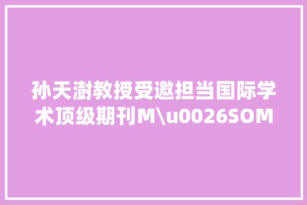 孙天澍教授受邀担当国际学术顶级期刊M\u0026SOM副主编 | 长江学术_传授_全球 计算机
