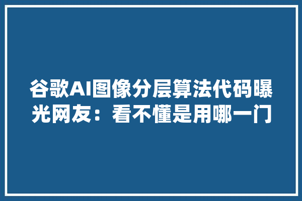 谷歌AI图像分层算法代码曝光网友：看不懂是用哪一门编程措辞?_网友_微软