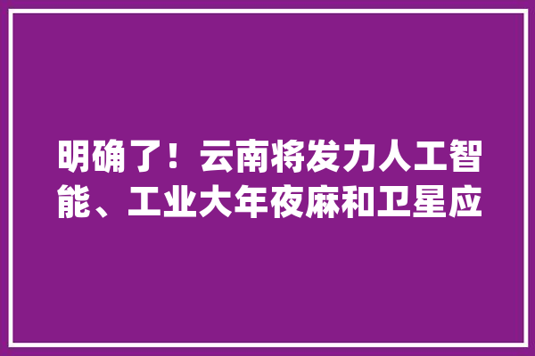 明确了！云南将发力人工智能、工业大年夜麻和卫星应用领域_家当_技巧 智能助手