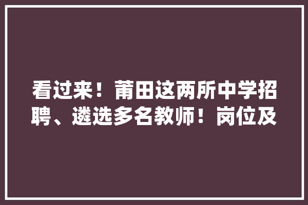看过来！莆田这两所中学招聘、遴选多名教师！岗位及前提要求来了→_教师_升天 智能写作