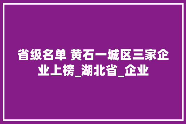 省级名单 黄石一城区三家企业上榜_湖北省_企业 计算机