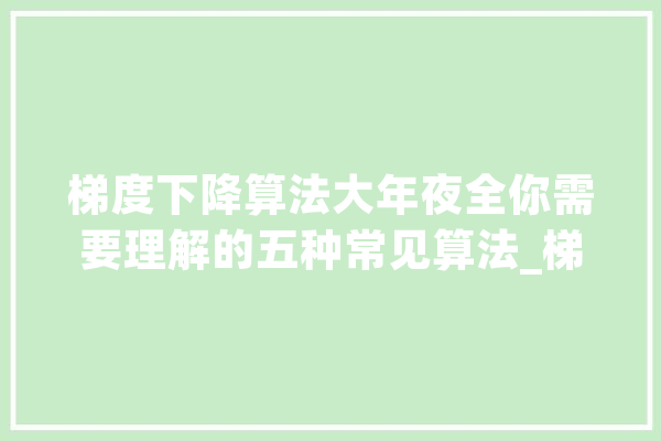 梯度下降算法大年夜全你需要理解的五种常见算法_梯度_算法 智能助手