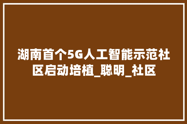 湖南首个5G人工智能示范社区启动培植_聪明_社区 云服务