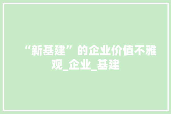 “新基建”的企业价值不雅观_企业_基建 科技快讯