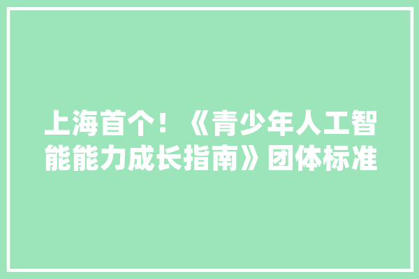 上海首个！《青少年人工智能能力成长指南》团体标准宣告_人工智能_青少年 AI快讯