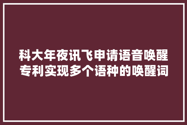 科大年夜讯飞申请语音唤醒专利实现多个语种的唤醒词的语音唤醒_语种_片断
