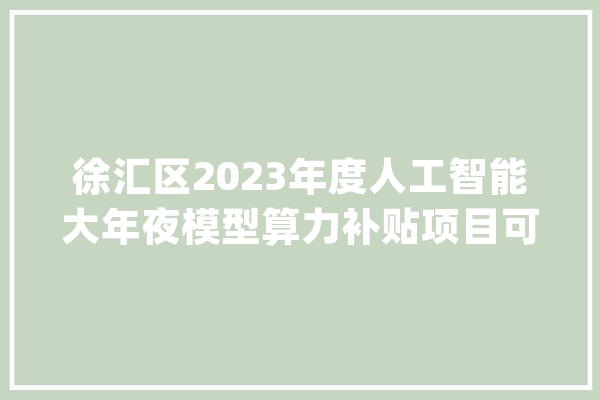 徐汇区2023年度人工智能大年夜模型算力补贴项目可以申报啦→_徐汇区_申报