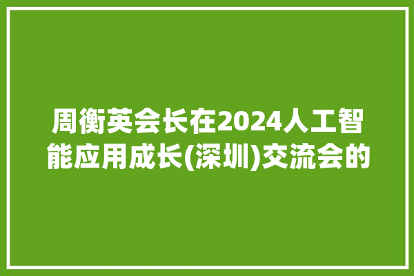 周衡英会长在2024人工智能应用成长(深圳)交流会的致辞_教师_师长 计算机