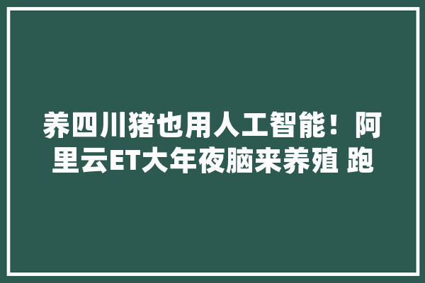 养四川猪也用人工智能！阿里云ET大年夜脑来养殖 跑步听音乐还谈同伙_汶川_樱桃 AI快讯
