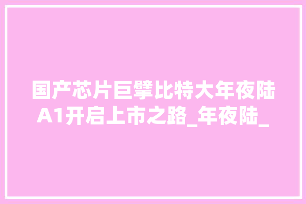 国产芯片巨擘比特大年夜陆A1开启上市之路_年夜陆_芯片