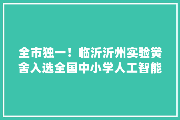 全市独一！临沂沂州实验黉舍入选全国中小学人工智能教诲基地_人工智能_黉舍 智能问答
