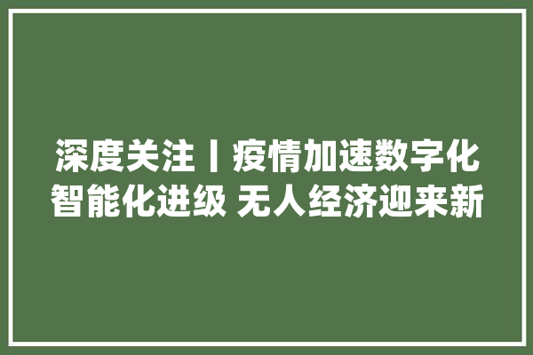 深度关注丨疫情加速数字化智能化进级 无人经济迎来新机遇_疫情_家当