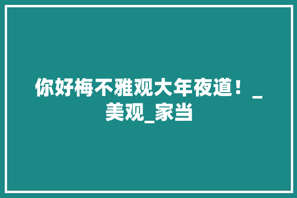 你好梅不雅观大年夜道！_美观_家当 智能助手