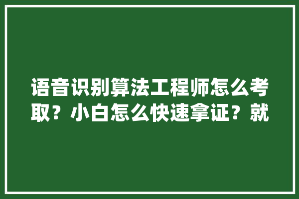语音识别算法工程师怎么考取？小白怎么快速拿证？就业前景怎么样_算法_语音辨认 智能写作